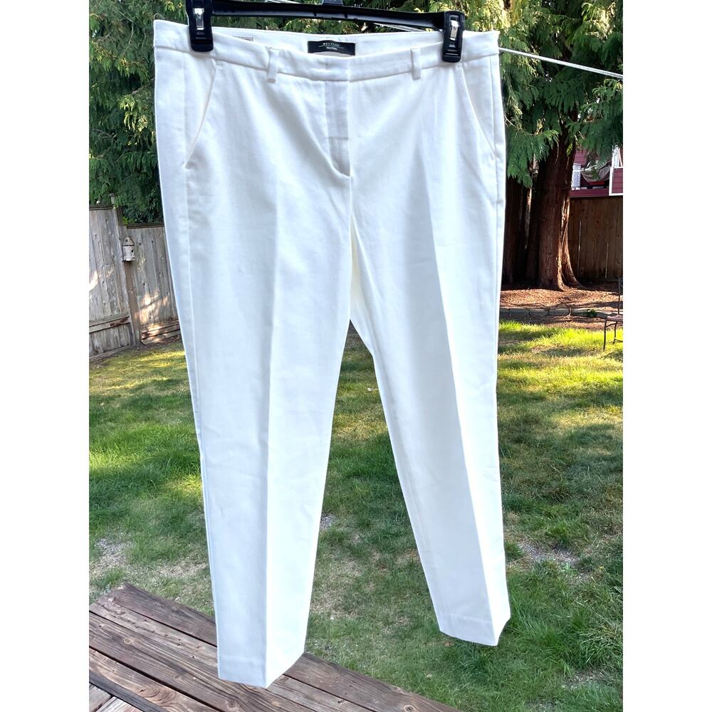 Weekend Max Mara Womens Slim Cigarette Pants in White Flat Front Ankle Length 12